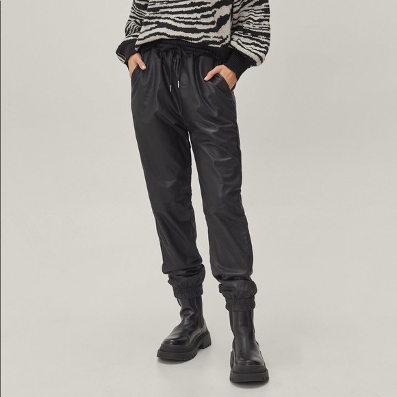 Faux Leather Joggers - Picture 1 of 4